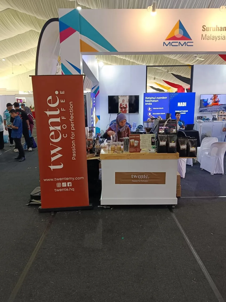 Tweny coffee booth at an MCMC event
