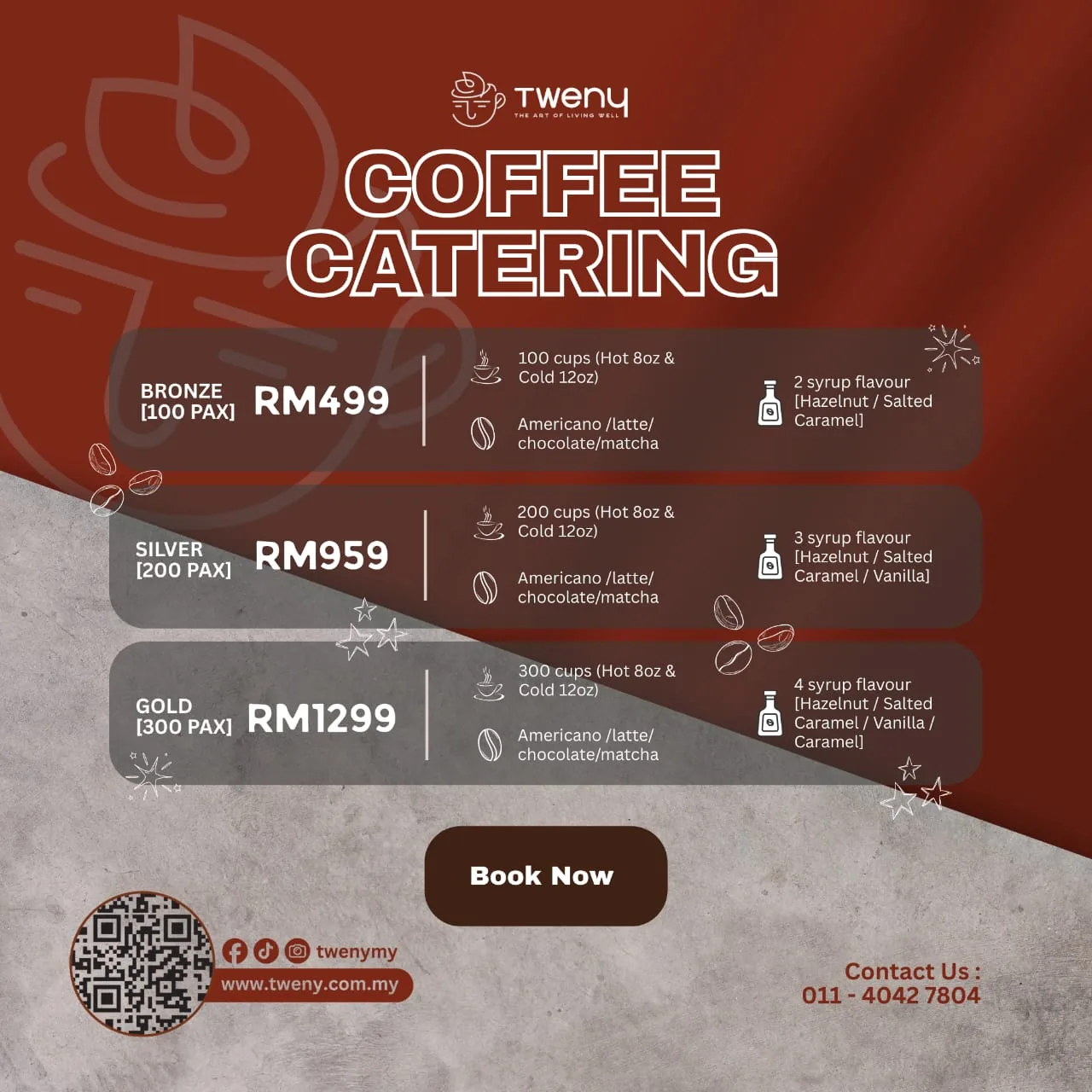 Tweny coffee catering packages